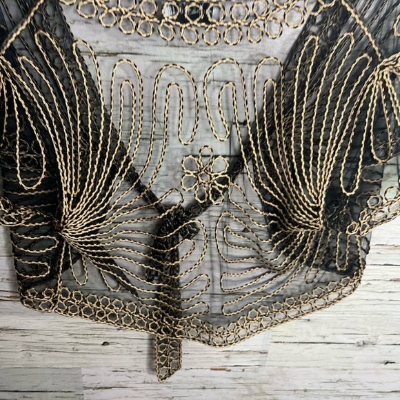 Joseph Ribkoff Black and Gold Sheer Cardigan - Picture 6 of 7